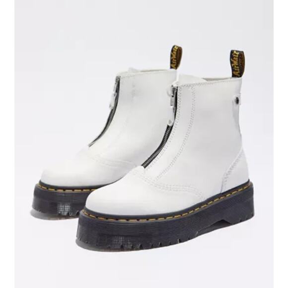 Dr. Martens Jetta Zipped Leather Platform Boot in White - Picture 1 of 16